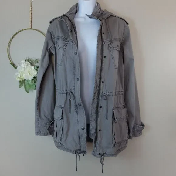 Talula Hooded Utility Jacket Washed Gray Size XXS - Picture 5 of 11
